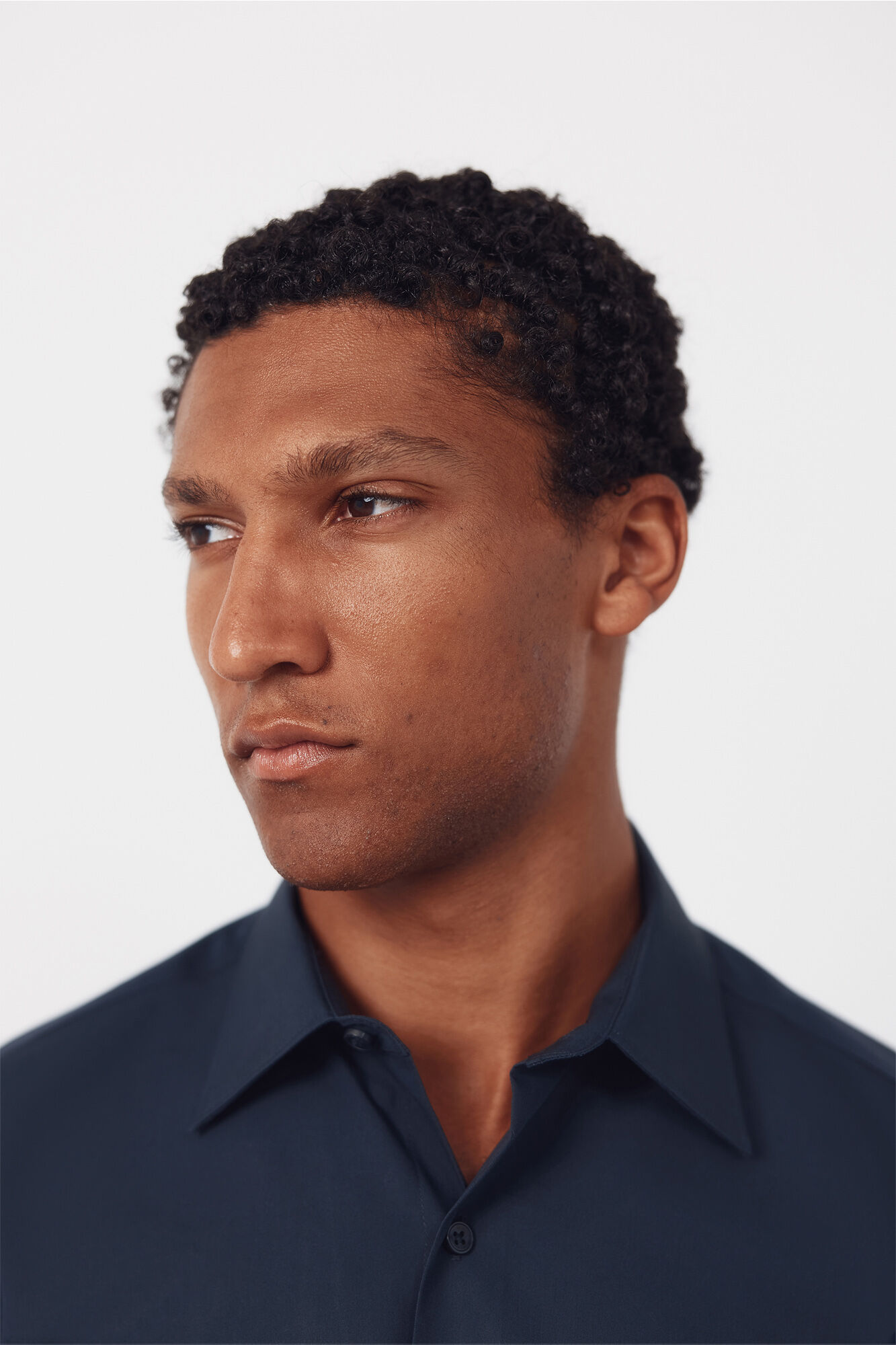 Cortefiel Plain tencel cotton dress shirt Navy