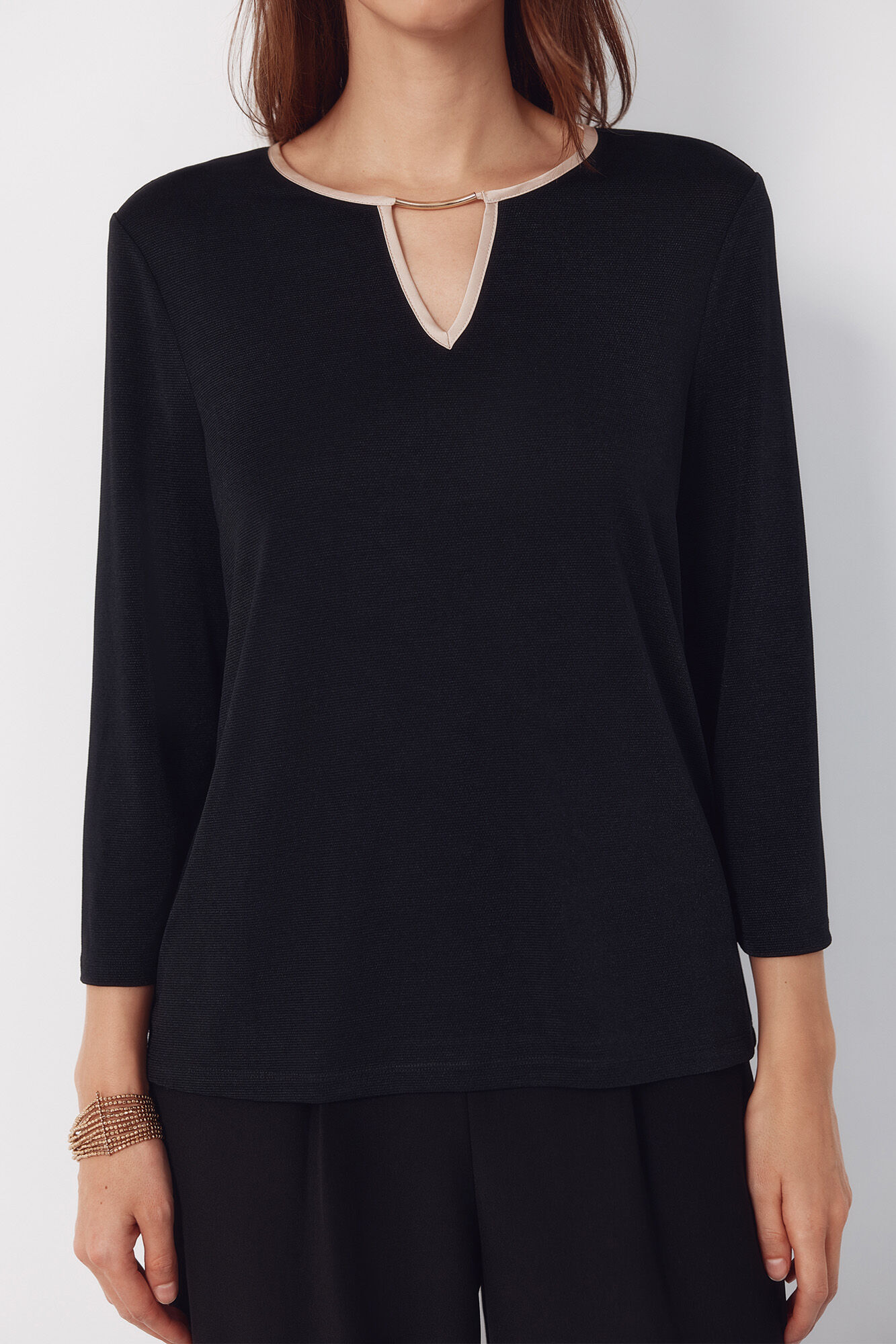 Cortefiel Top teardrop contrast Black