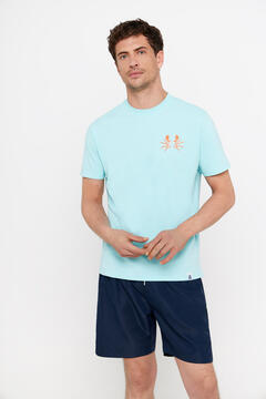 Cortefiel Camiseta gráfica cangrejo Azul