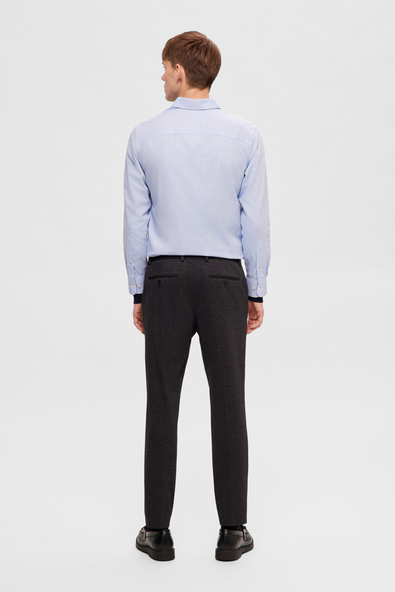 Selected Camisa de algod&atilde;o org&acirc;nico Slim Fit. Azul