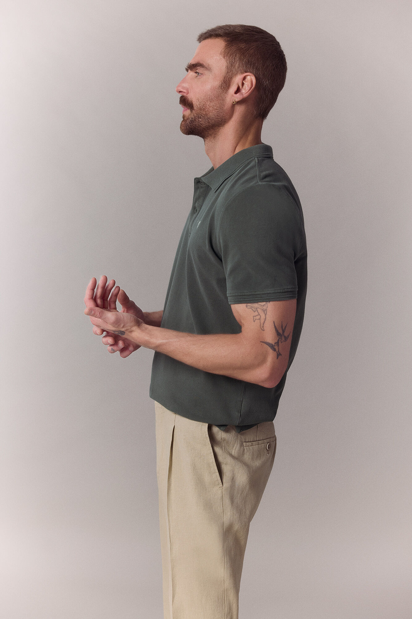 OOTO Polo b&aacute;sico em piqu&eacute; lavado Verde