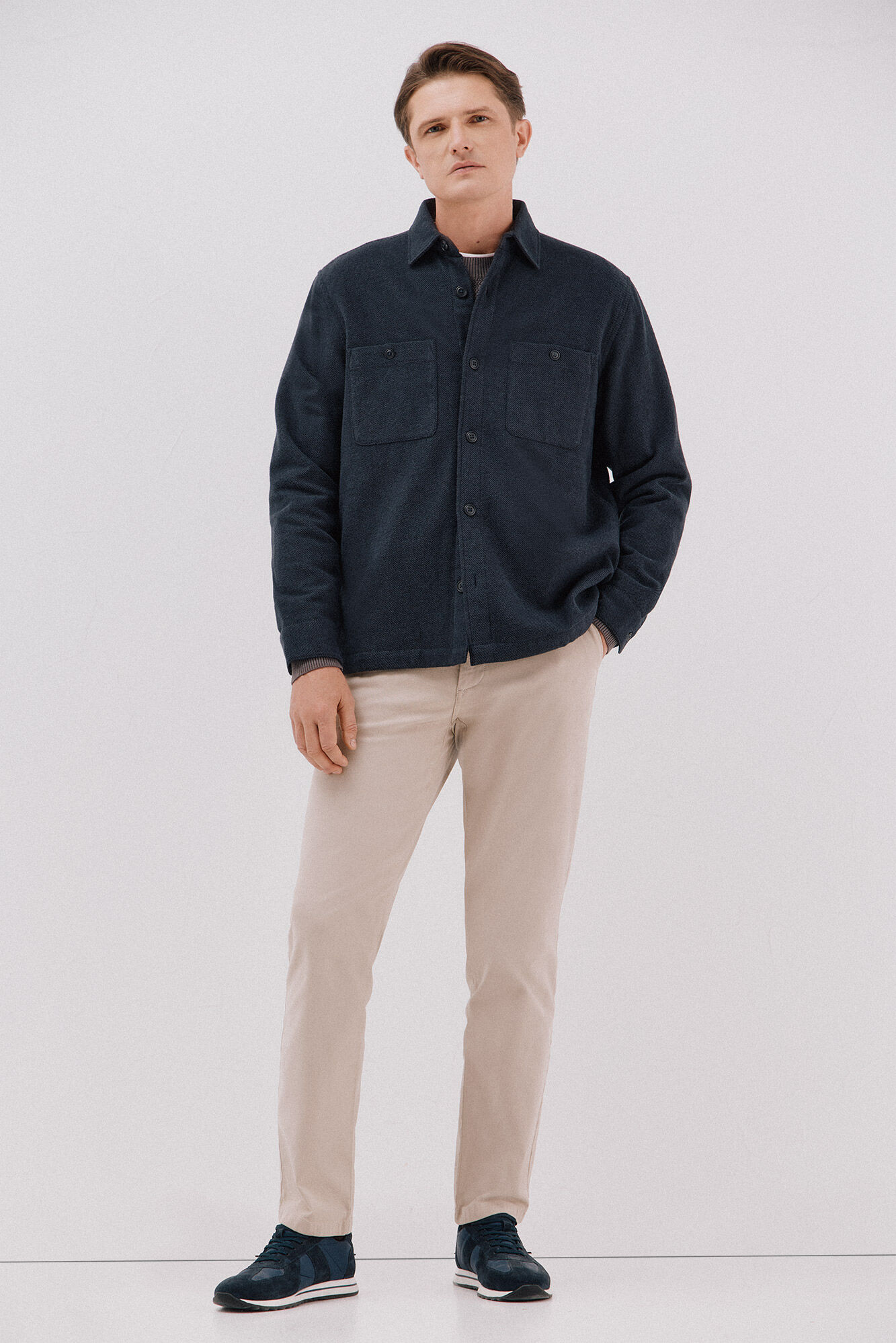 Cortefiel Quilted overshirt Navy