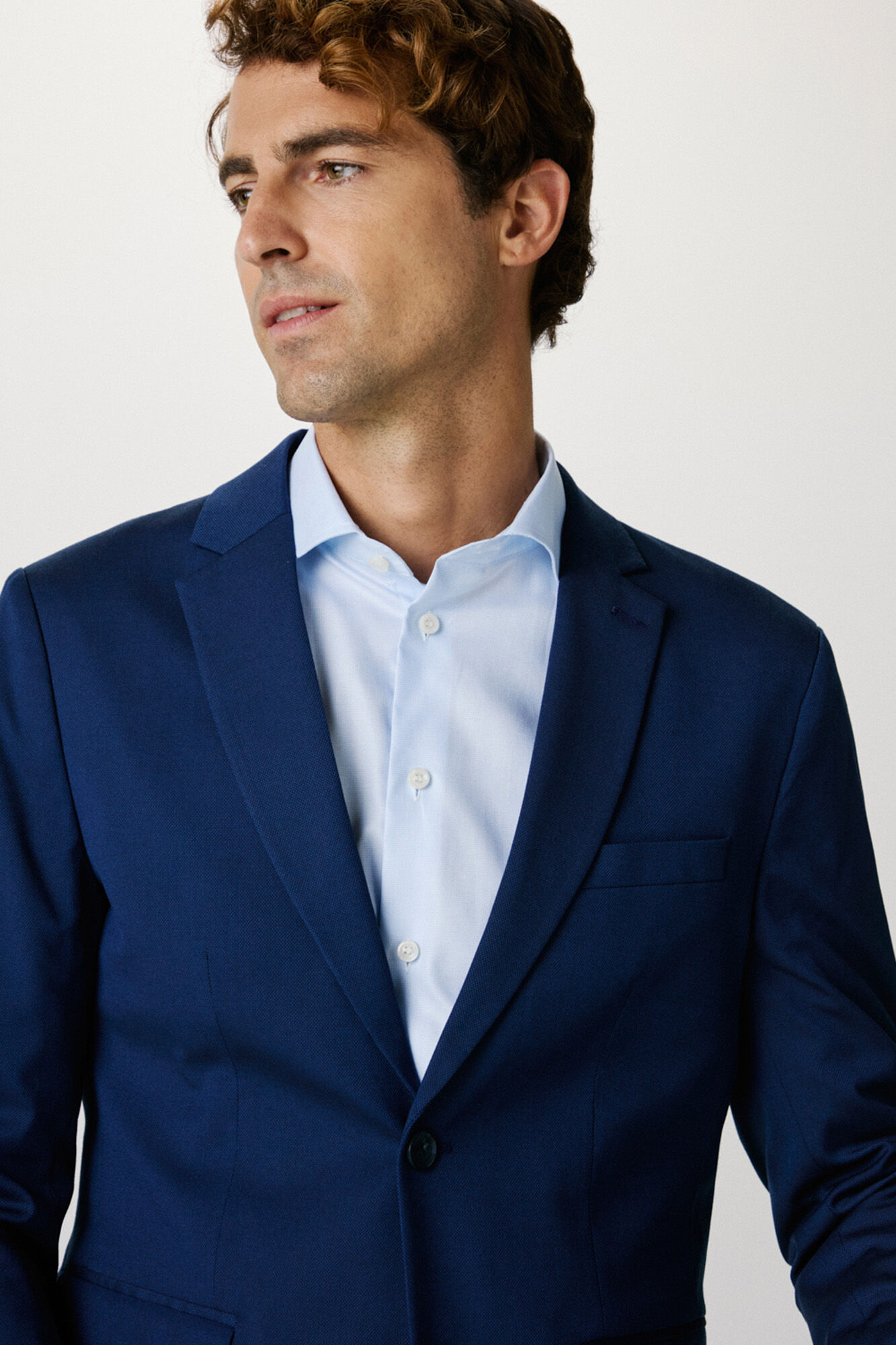 Selected Slim fit suit jacket made from recycled materials. Blue