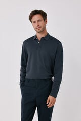 Cortefiel Long sleeve refined polo shirt Dark grey