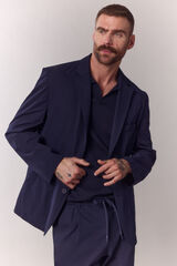 OOTO Blazer de fato com lapela de bico Azul