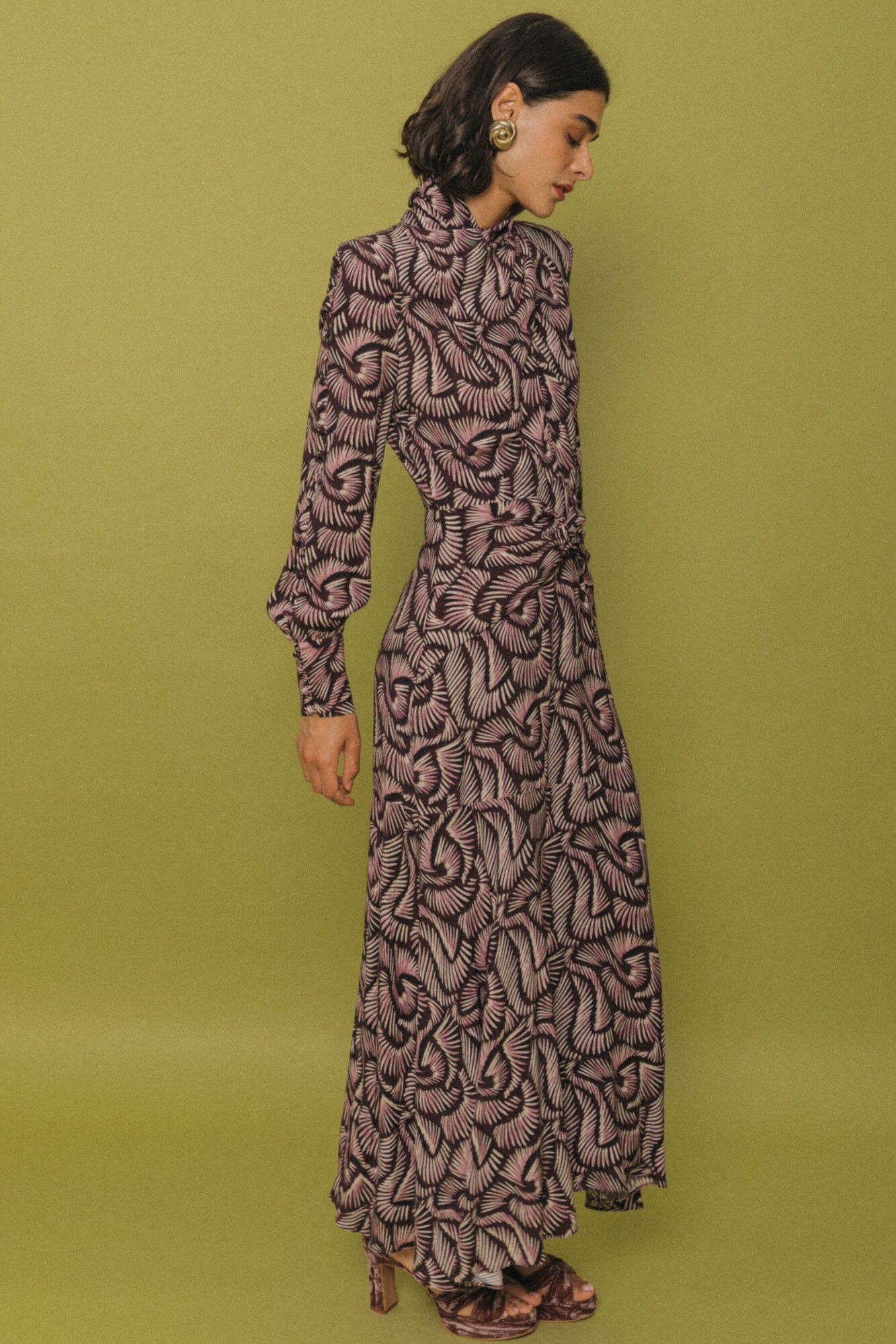 Cherubina Vestido midi Fog Tostado