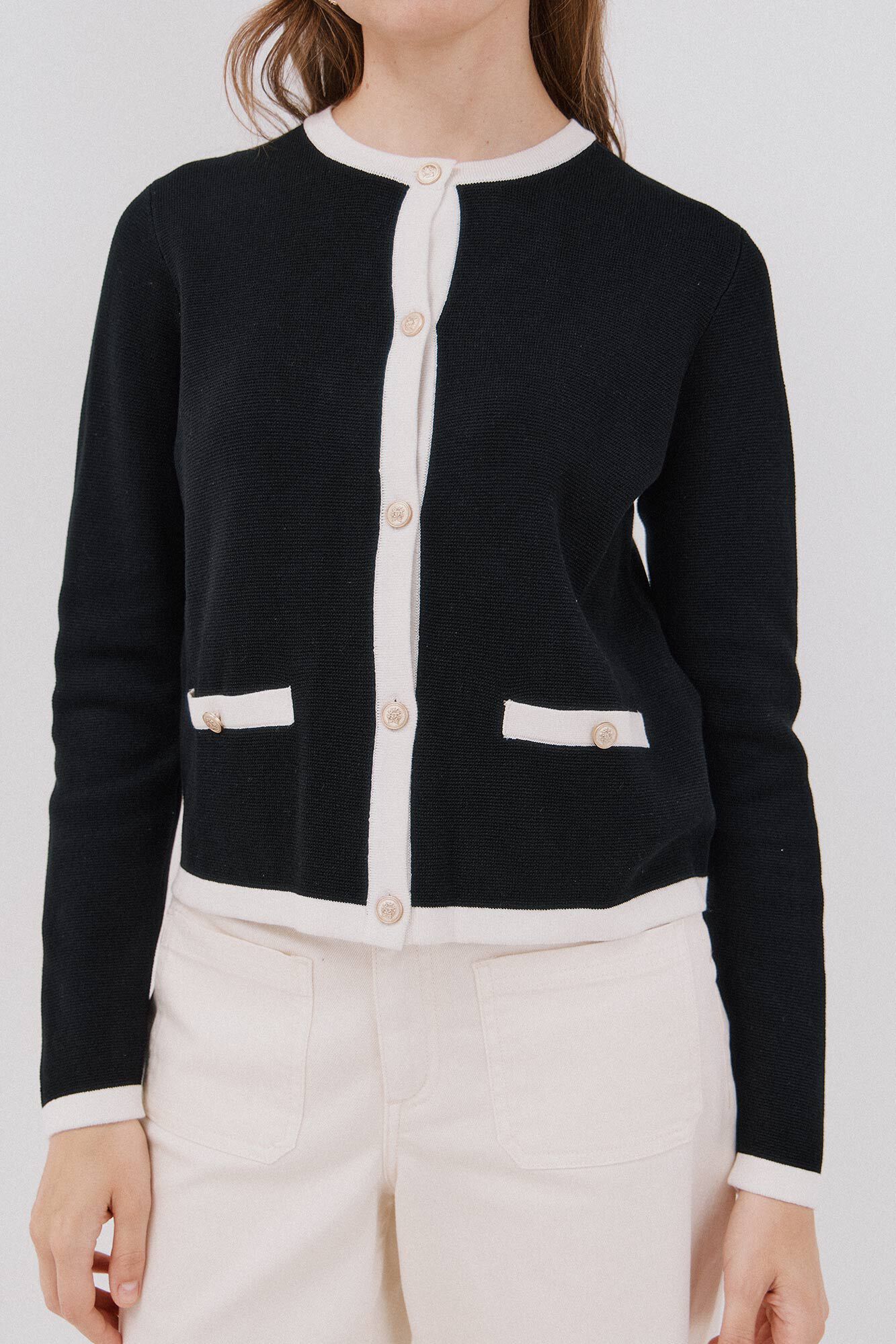 Cortefiel Essential knit cardigan Black