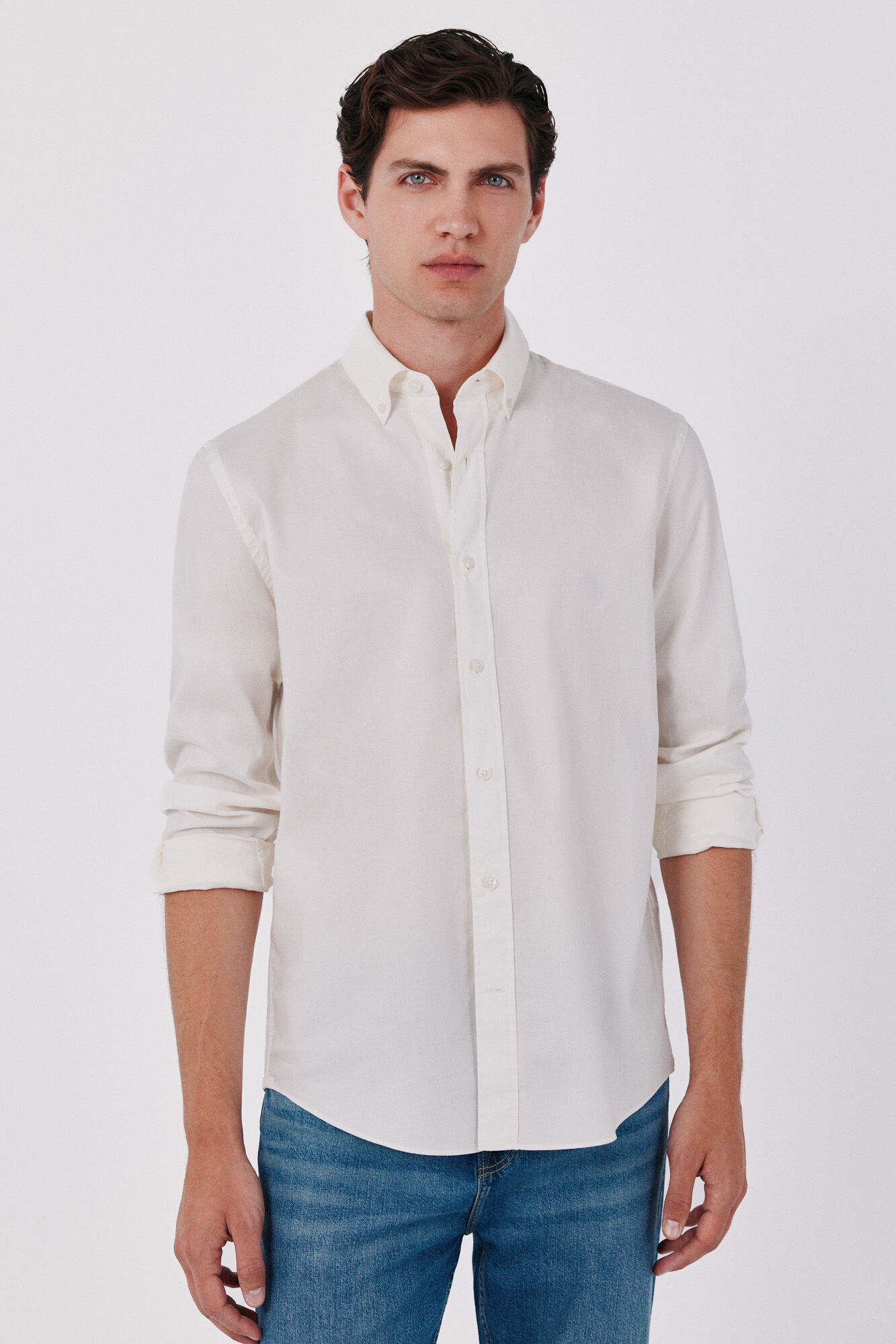 Cortefiel Camisa lisa em oxford leve