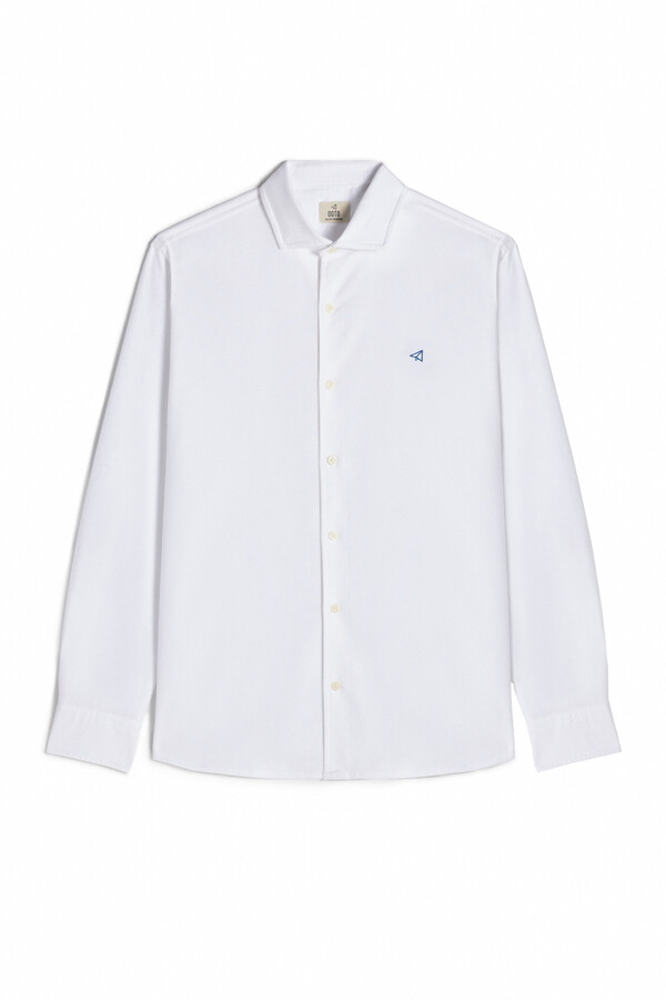 Cortefiel Camisa oxford lisa manga larga Blanco