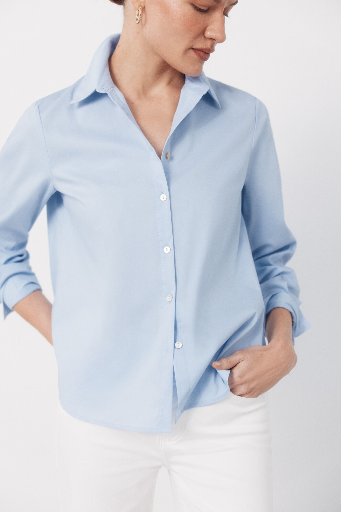Cortefiel Poplin shirt Blue
