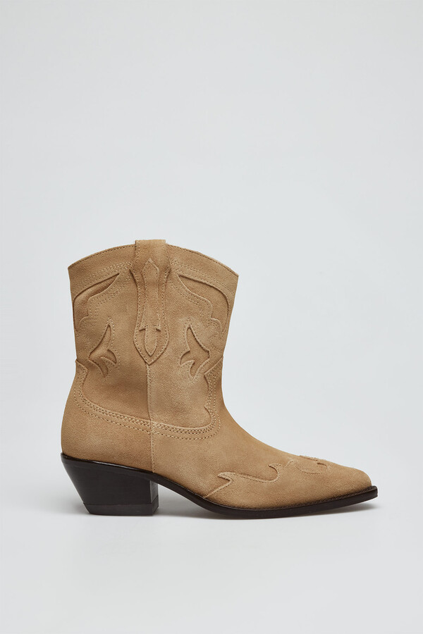 Cortefiel Split leather ankle boot Beige