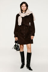 Selected Vestido de veludo cotelê de algodão orgânico Castanho