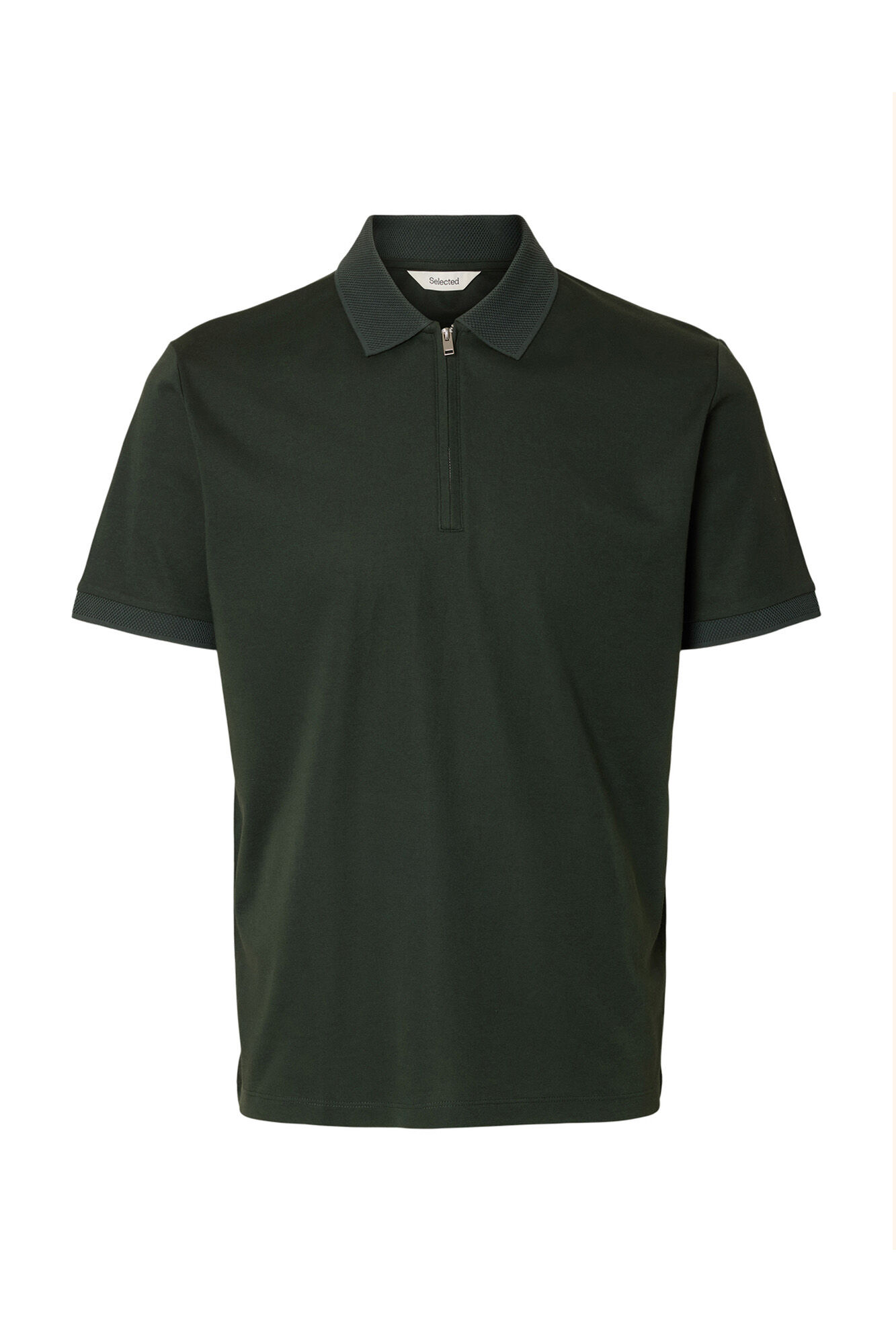 Selected Camisa polo manga curta com fecho-&eacute;clair Cinzento