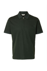 Selected Camisa polo manga curta com fecho-&eacute;clair Cinzento