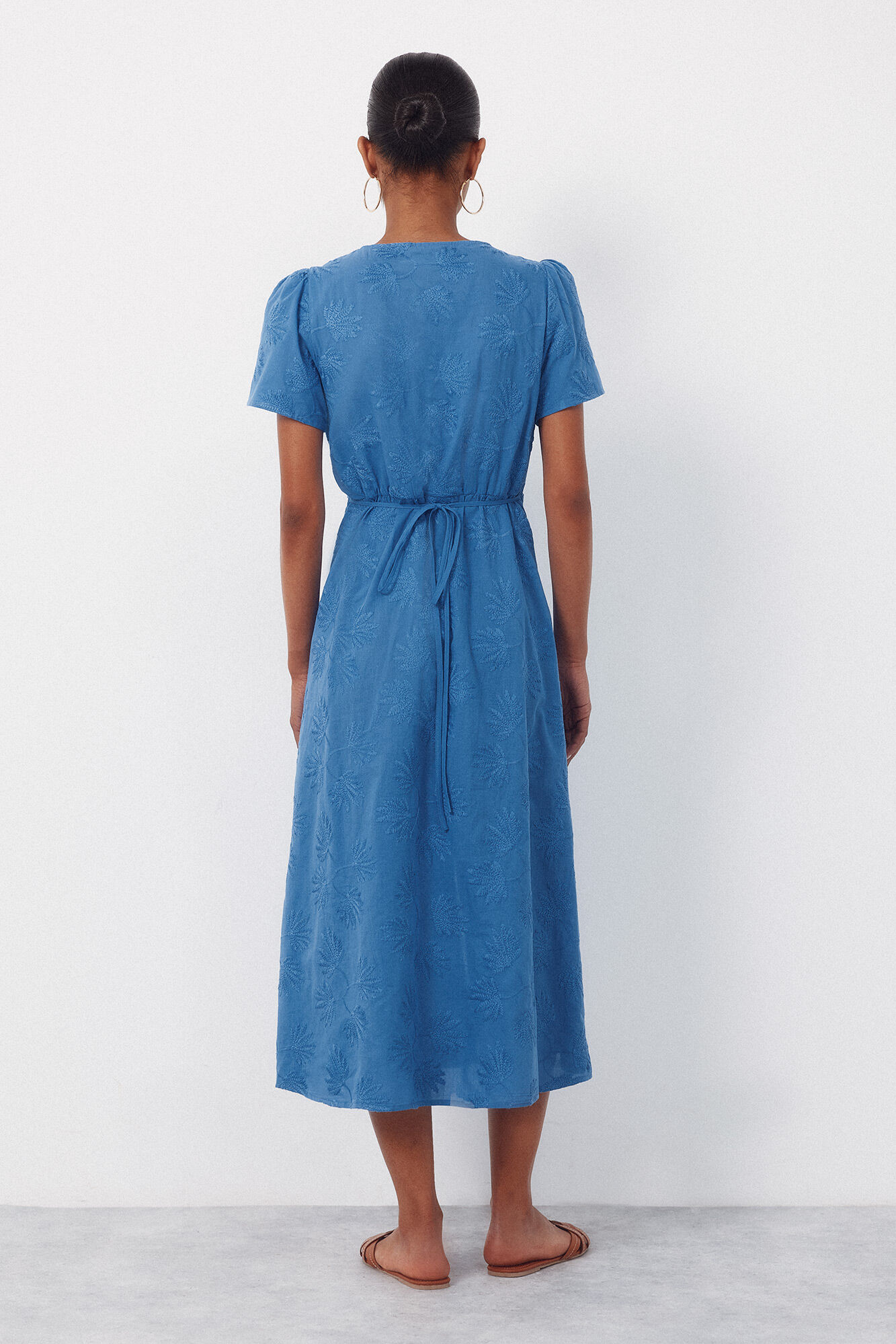 Cortefiel Embroidered dress Blue