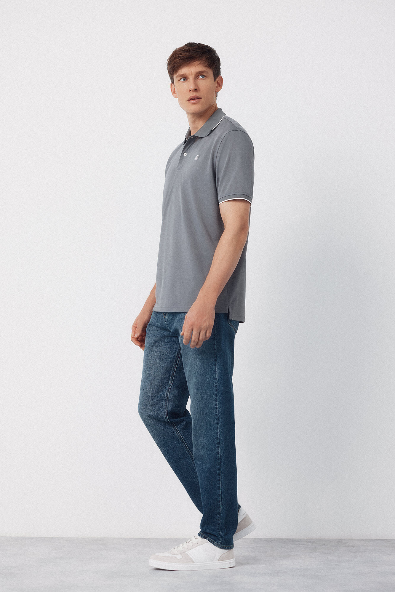 Cortefiel Coolmax&reg; jacquard collar polo shirt