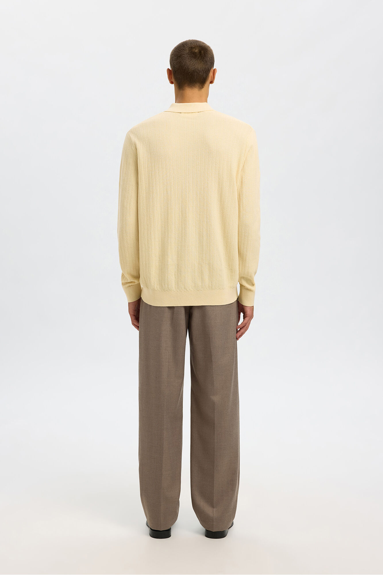 Selected Polo estruturada com meia fecho-&eacute;clair  Tostado