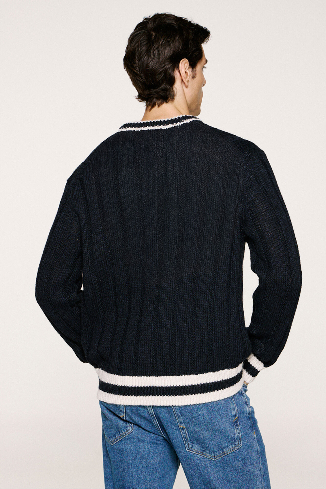 Selected Wool and alpaca V neck jumper  Navy