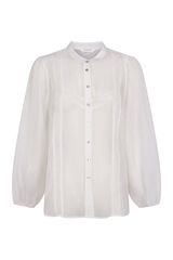 Cortefiel lace blouse with mandarin collar White