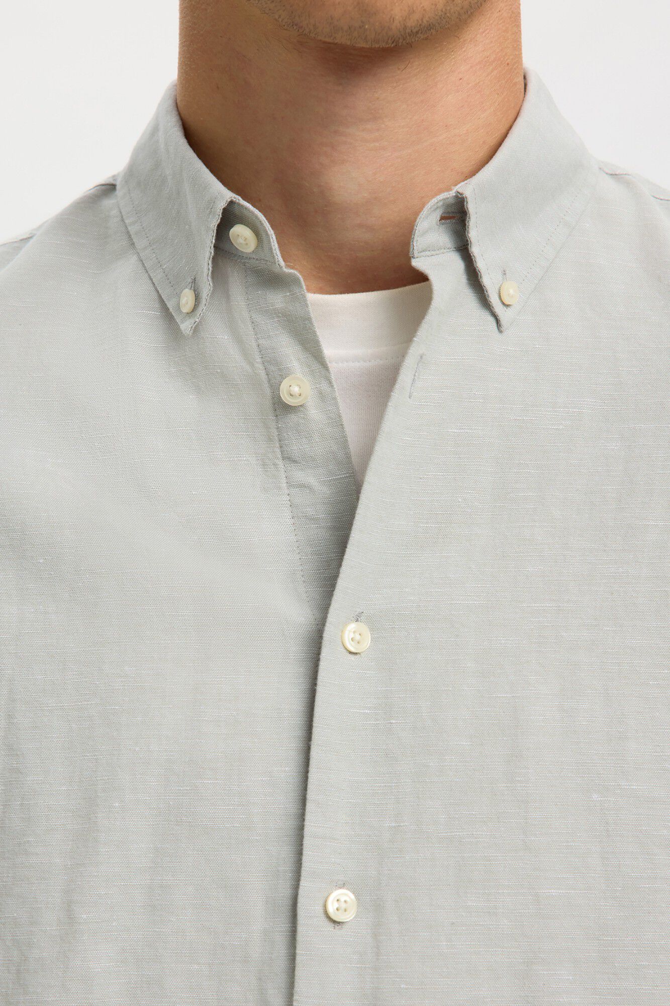 Selected Camisa de manga comprida em linho Verde