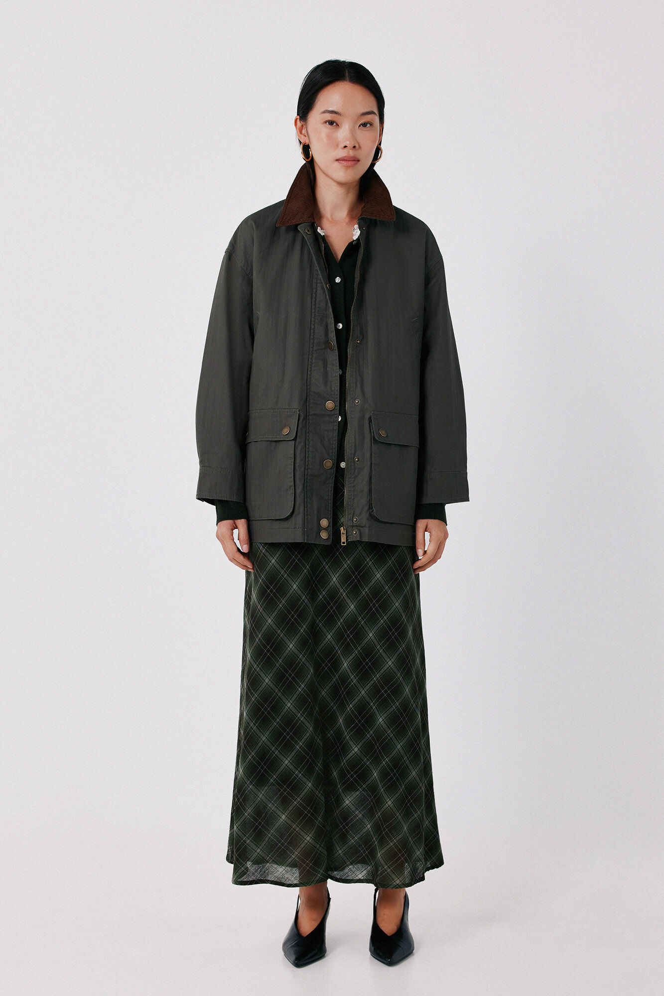 Cortefiel Long waxed parka