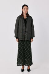Cortefiel Long waxed parka Green