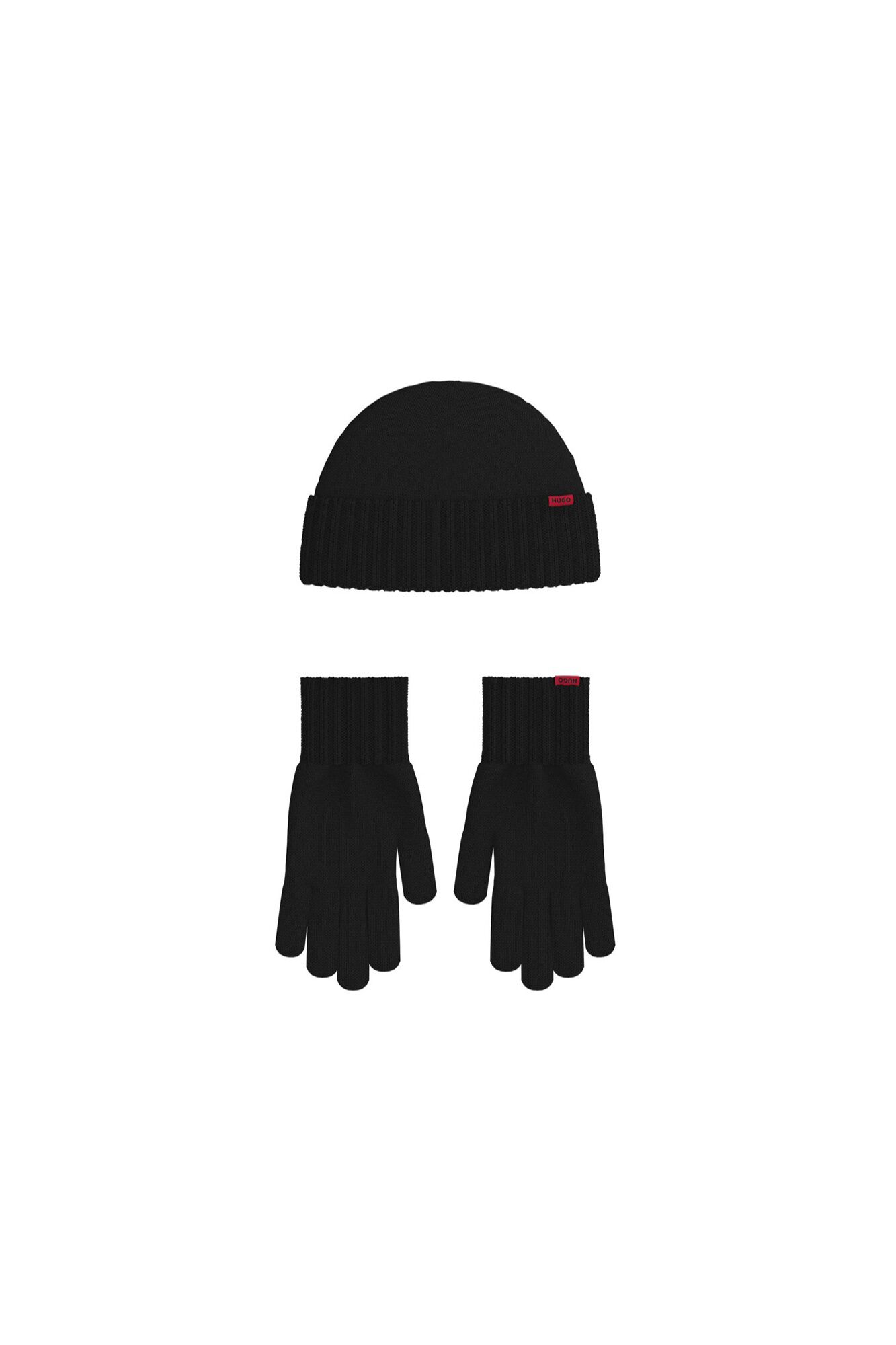 HUGO Conjunto de gorro e luvas Preto