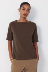 Cortefiel Camiseta cuello barco Kaki