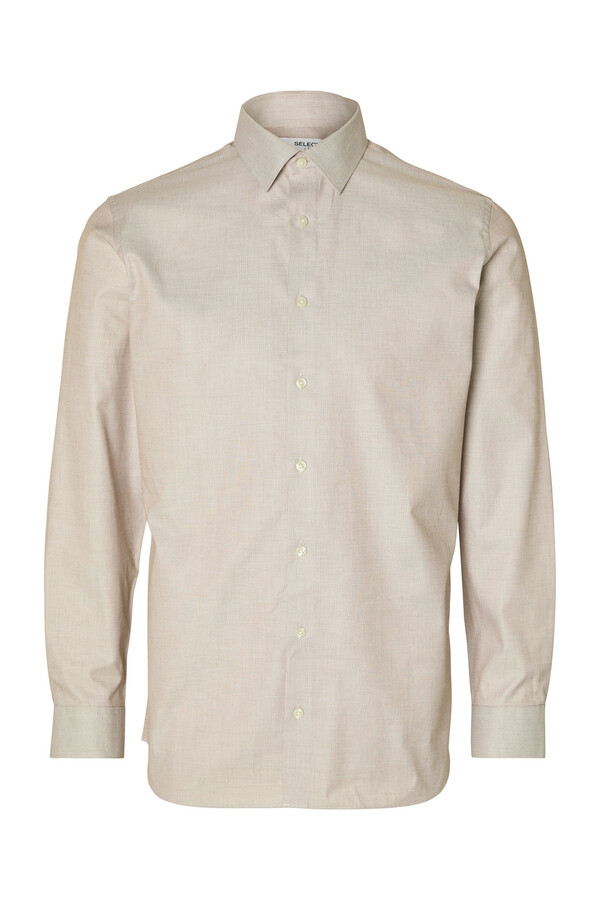 Cortefiel Camisa de manga comprida elegante 100% algodão Castanho