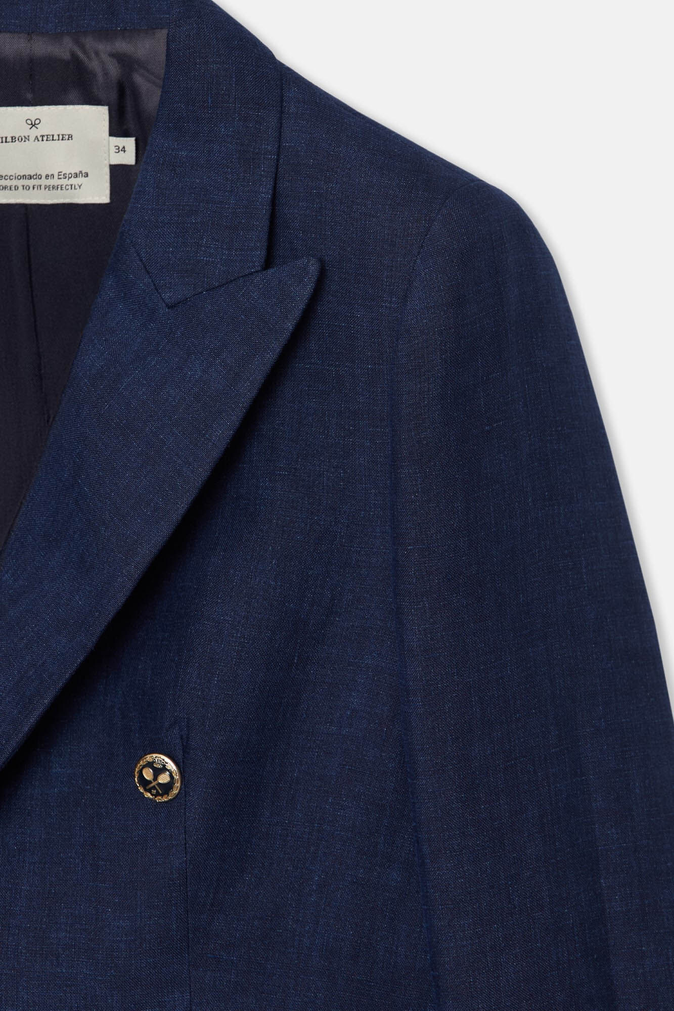 Silbon Women's double-breasted linen blazer Navy