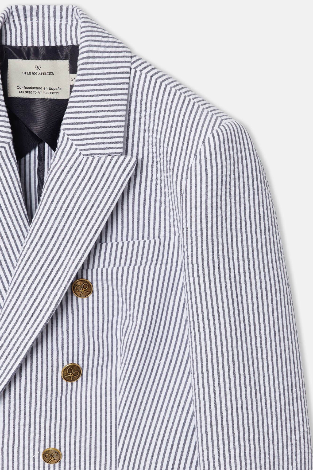 Silbon Women's double-breasted striped blazer Printed white