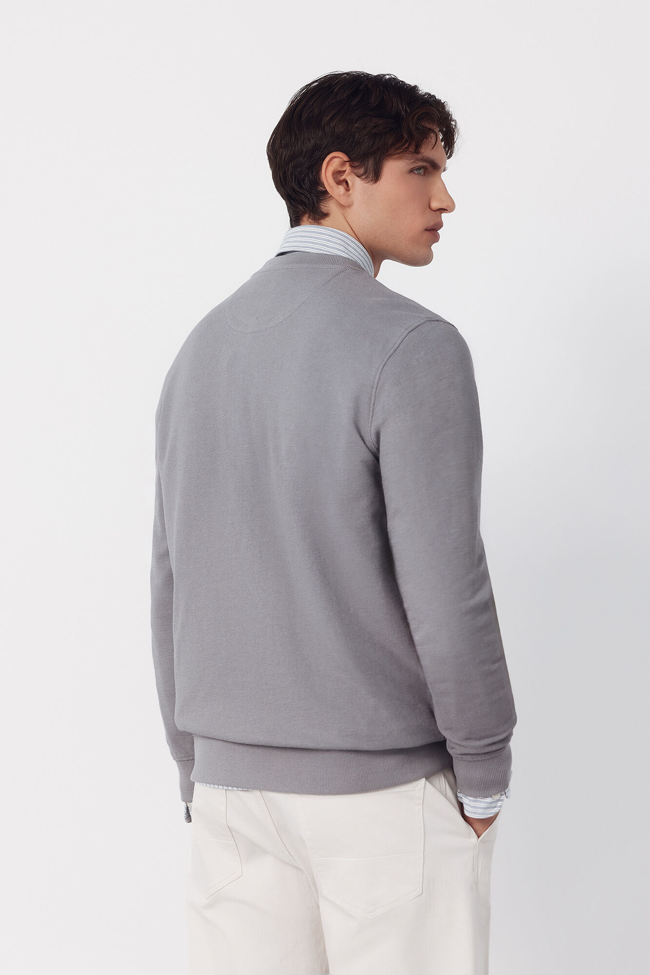 Cortefiel Textured crew neck sweatshirt Grey
