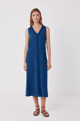 Cortefiel Embroidered dress Blue