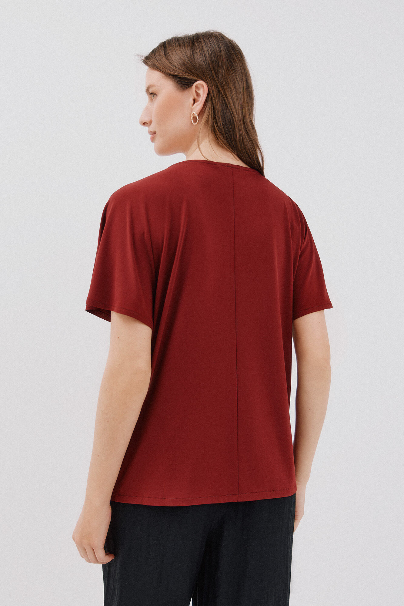 Cortefiel Essential fluid T-shirt Maroon