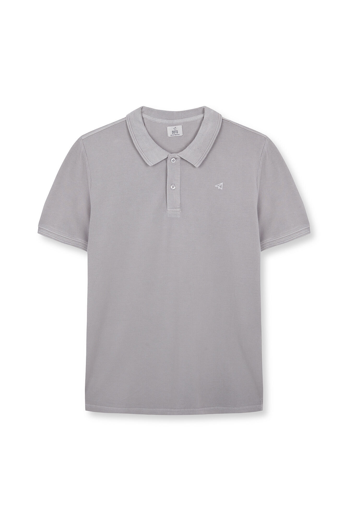 OOTO Polo b&aacute;sico em piqu&eacute; lavado Cinzento