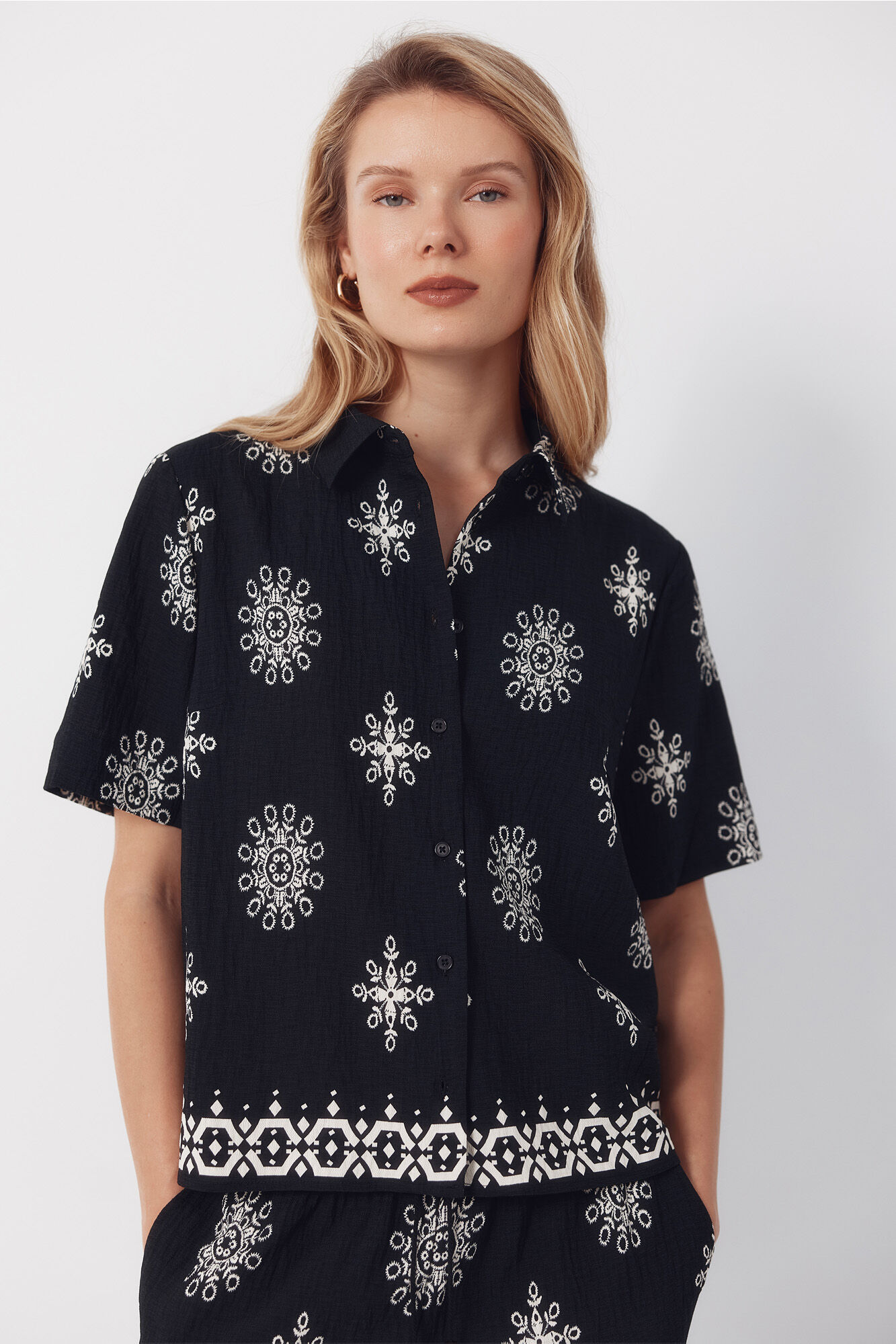 Cortefiel Camisa manga curta estampada Azul