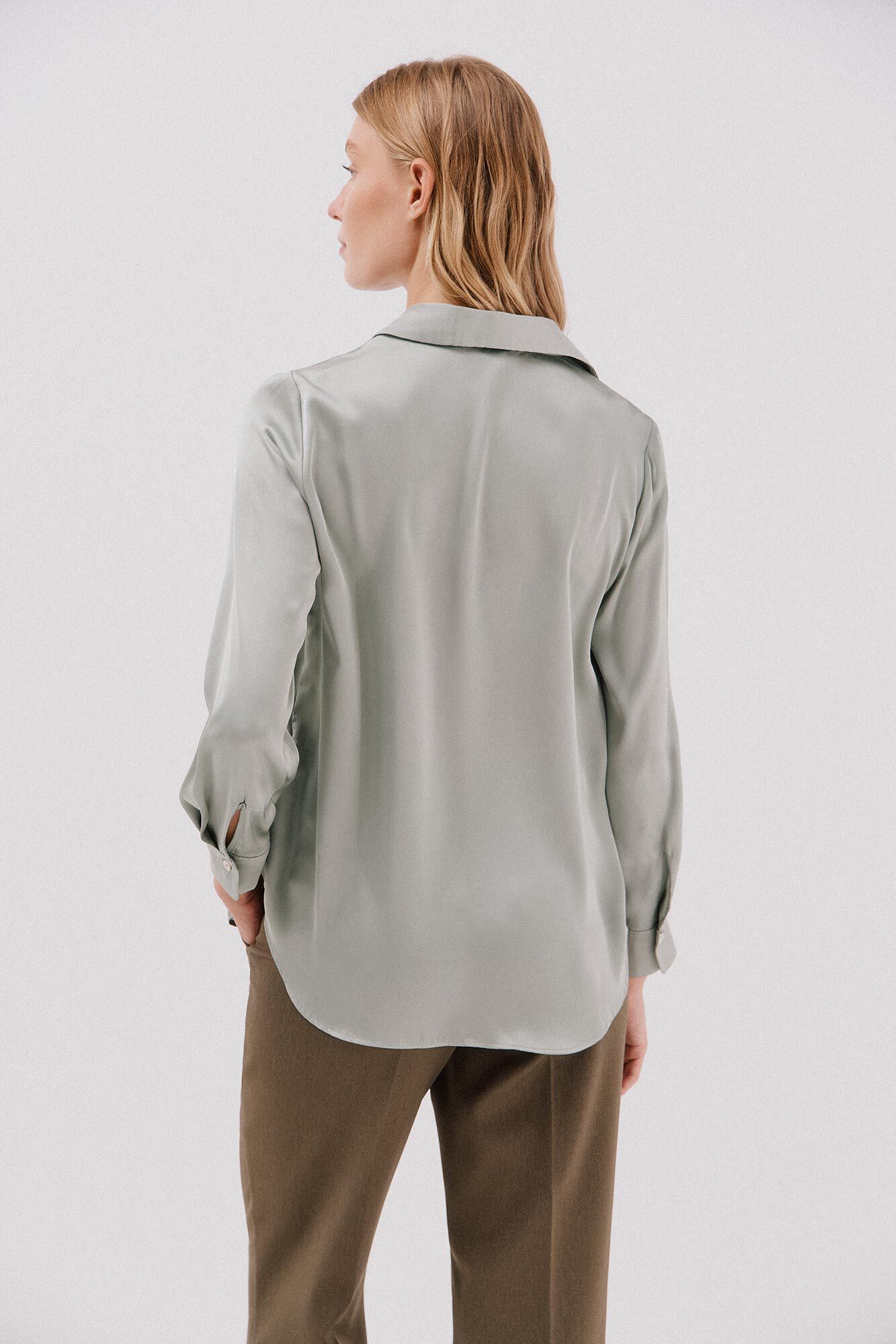 Cortefiel Camisa acetinada Verde