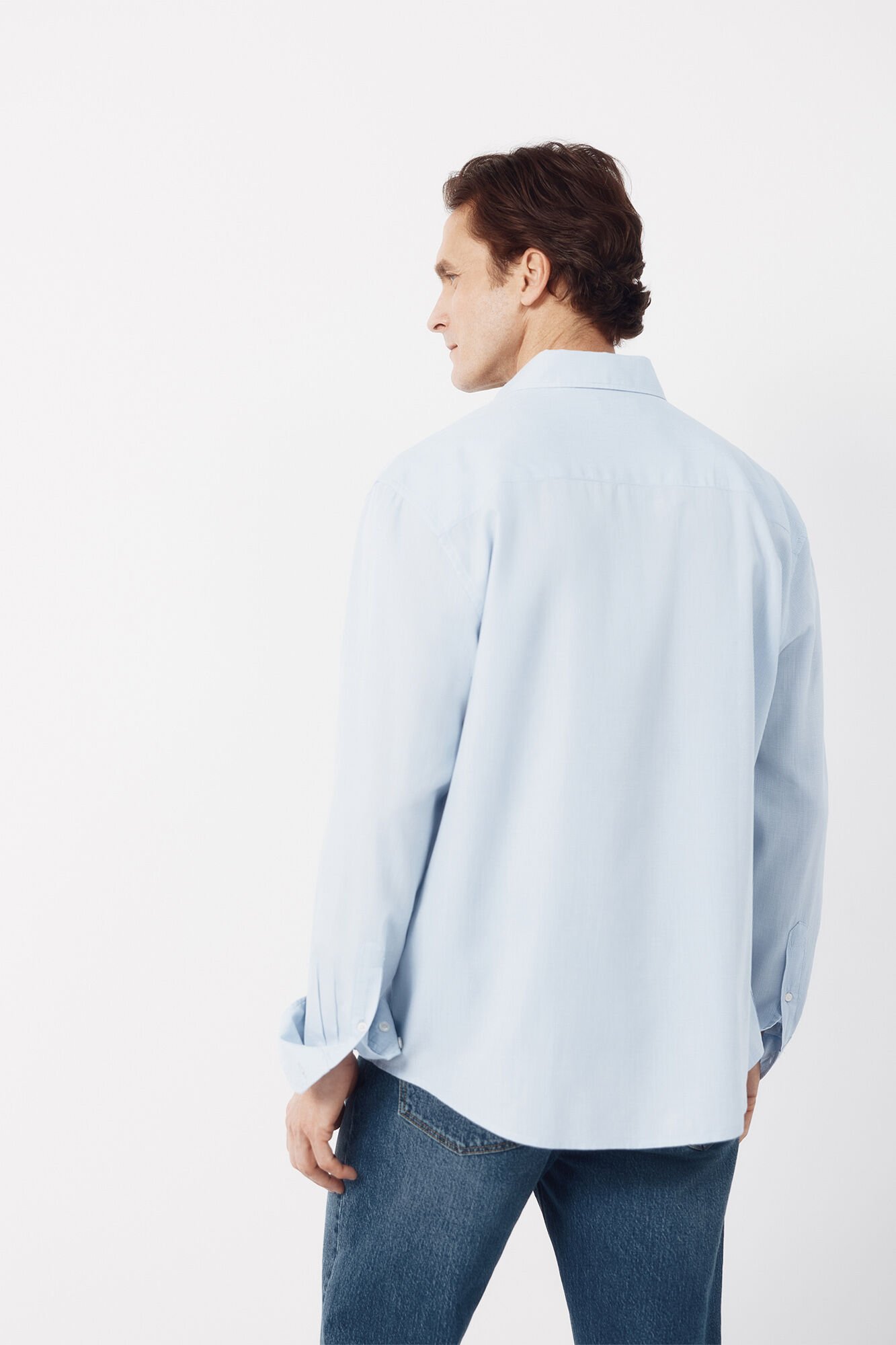 Cortefiel Checked seersucker shirt Blue