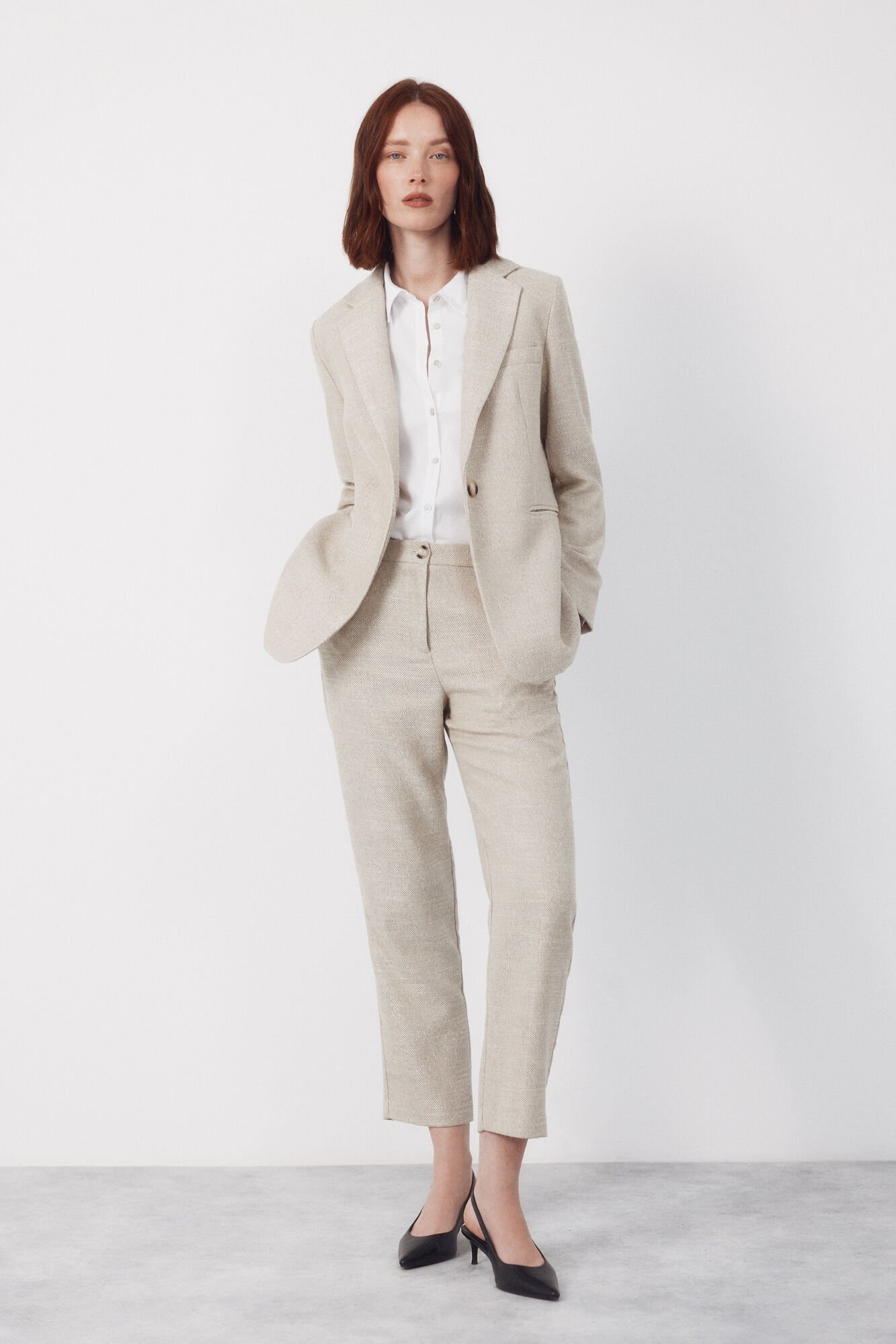 Cortefiel Slim fit trousers Nude