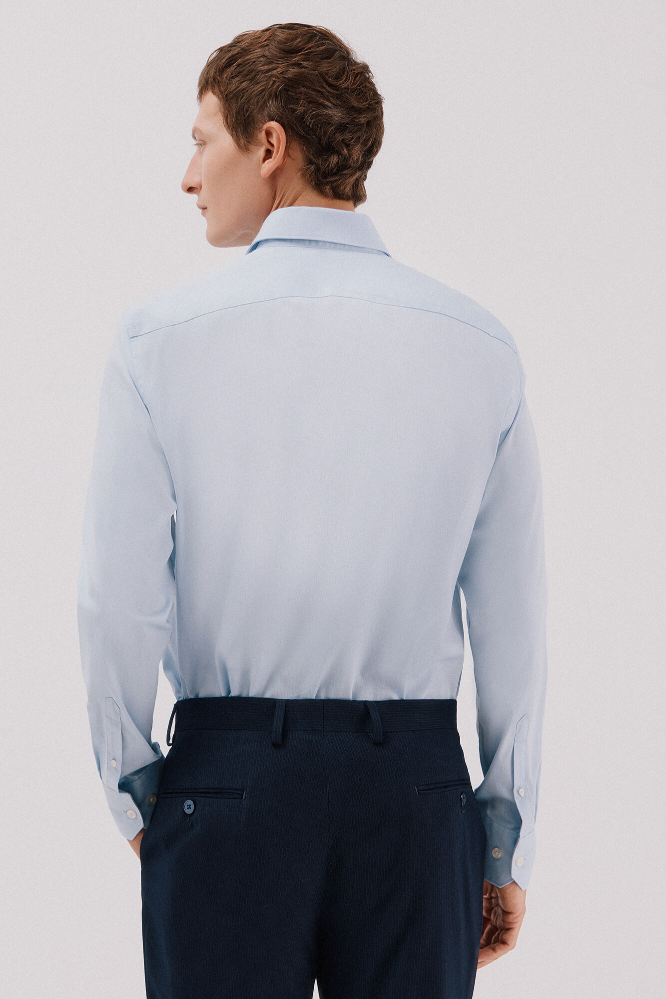 Cortefiel Plain easy-iron dress shirt Blue