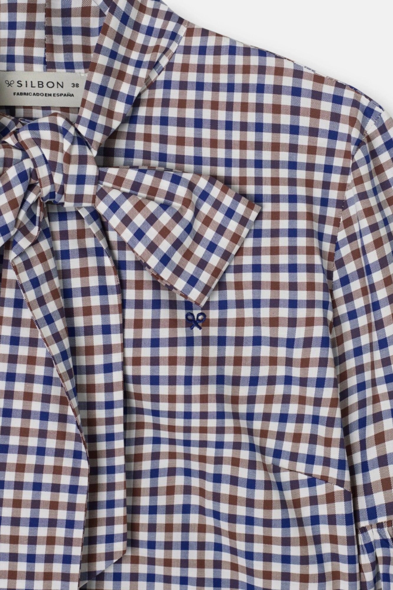 Silbon Camisa com la&ccedil;ada aos quadrados Castanho