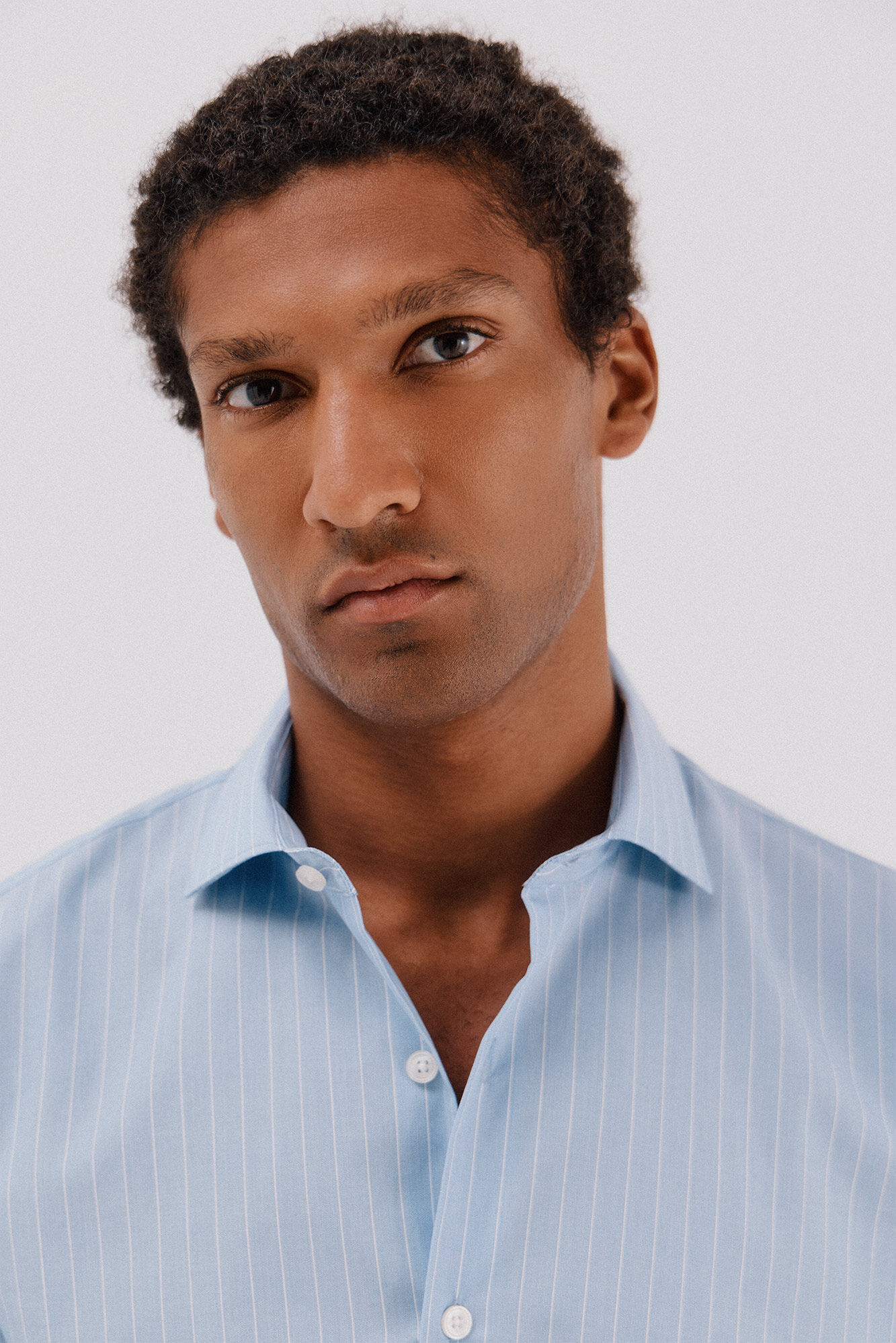 Cortefiel Camisa de fato riscas f&aacute;cil de engomar Azul