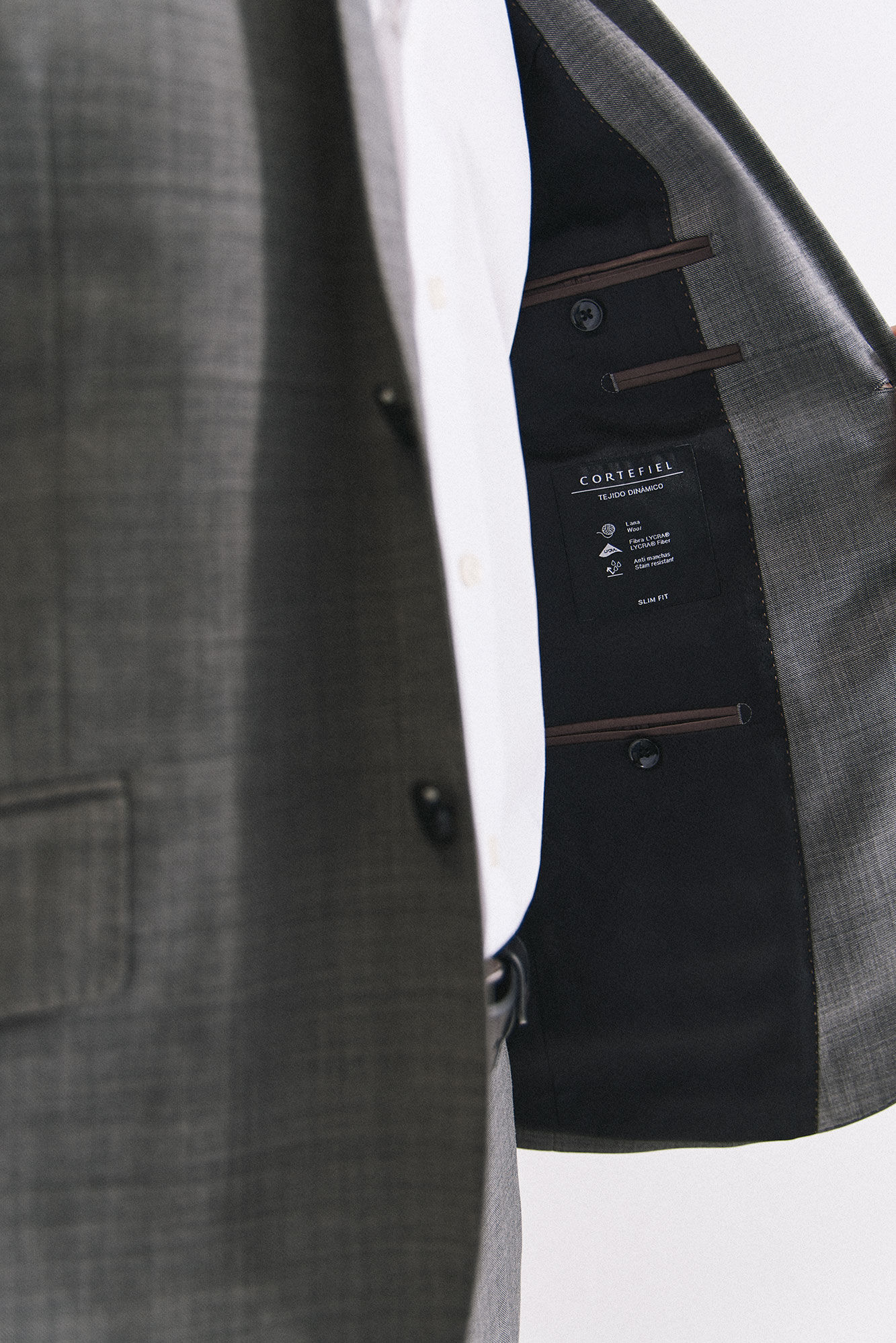 Cortefiel Slim fit grey structured blazer Grey