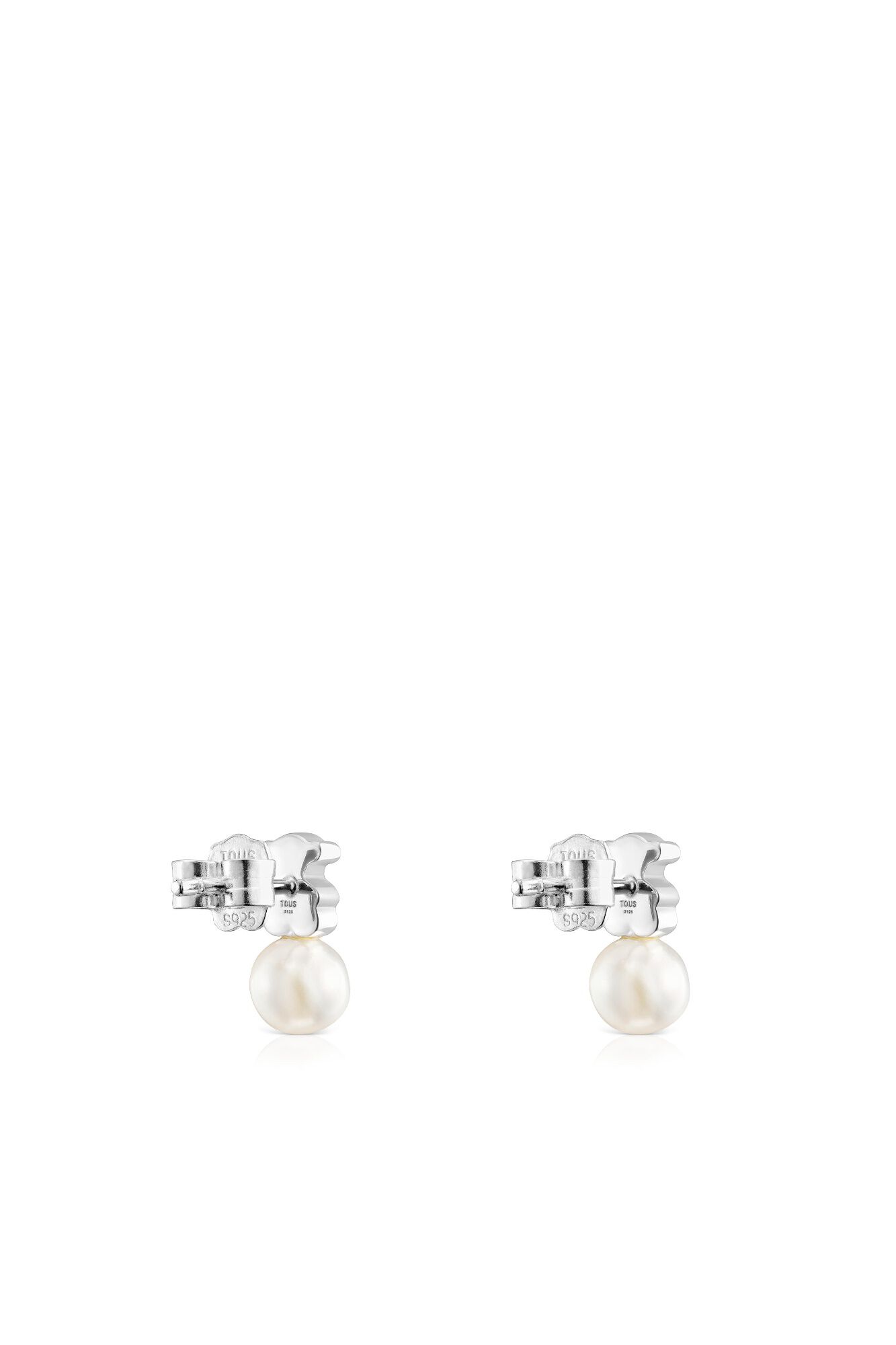 Tous Silver bear and pearl earrings Grey