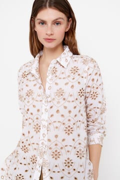 Cortefiel Embroidered cotton shirt Printed white