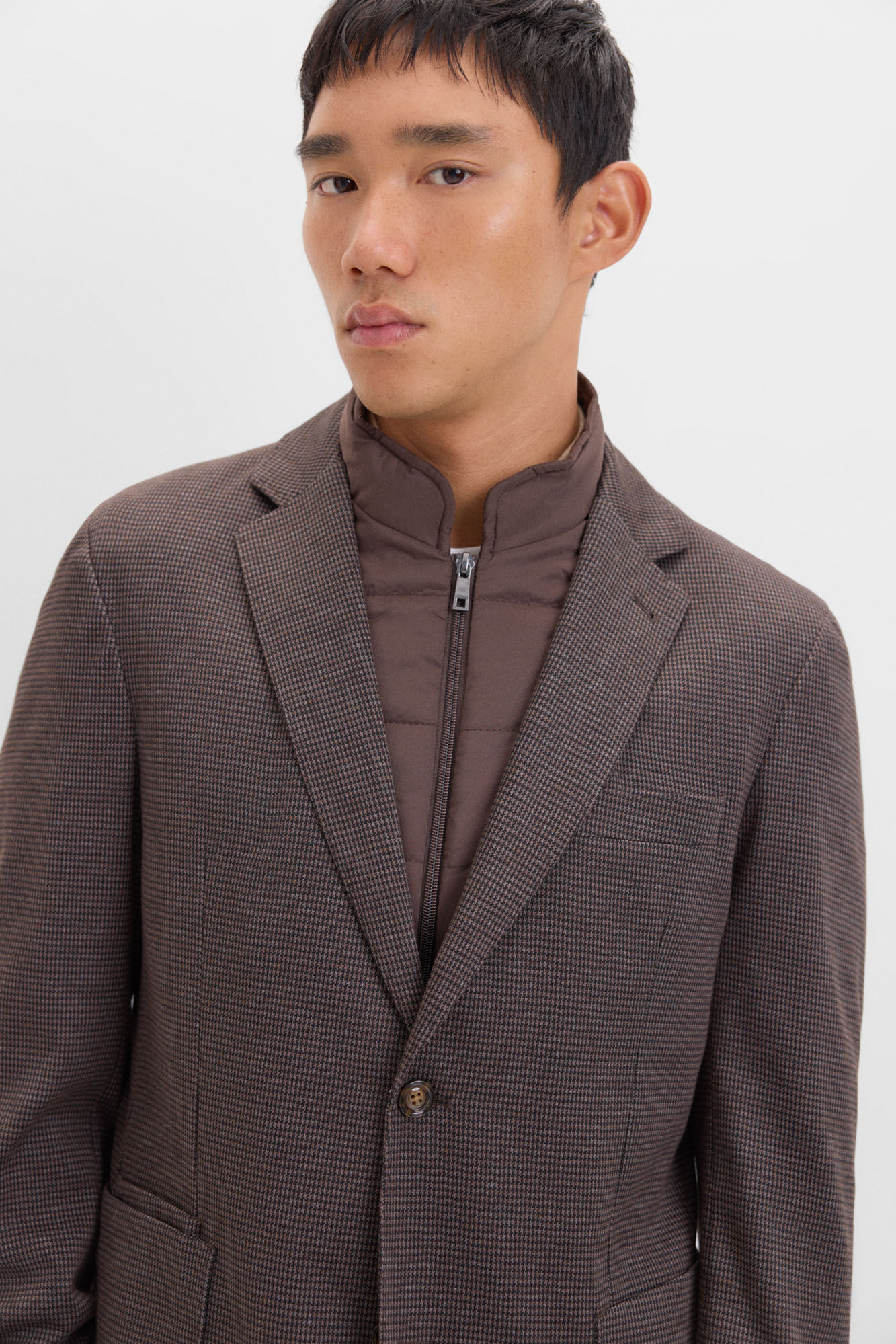 Cortefiel Americana de punto con desmontable Marr&oacute;n oscuro