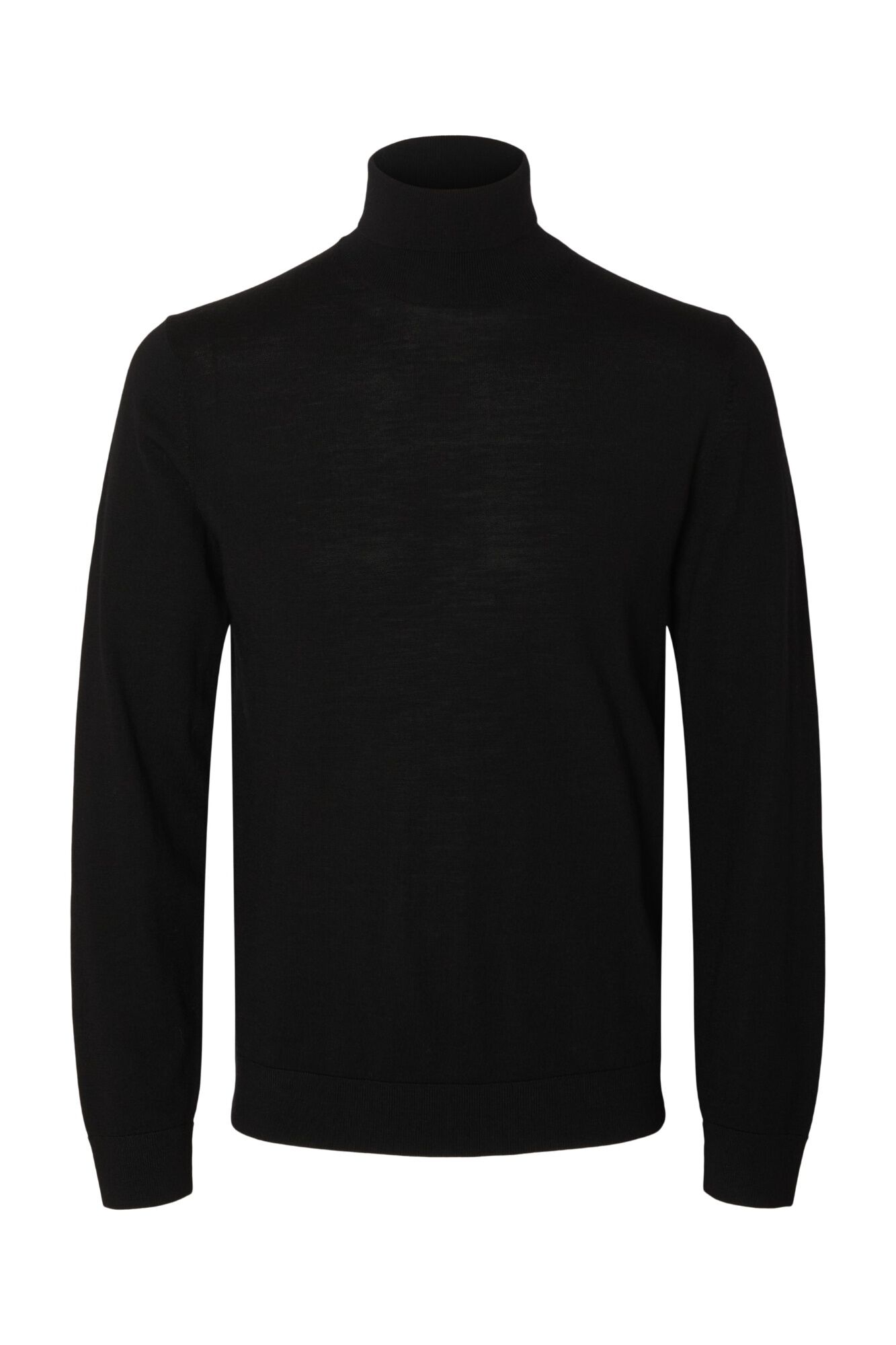 Selected Camisola gola alta 100% l&atilde; merino Preto