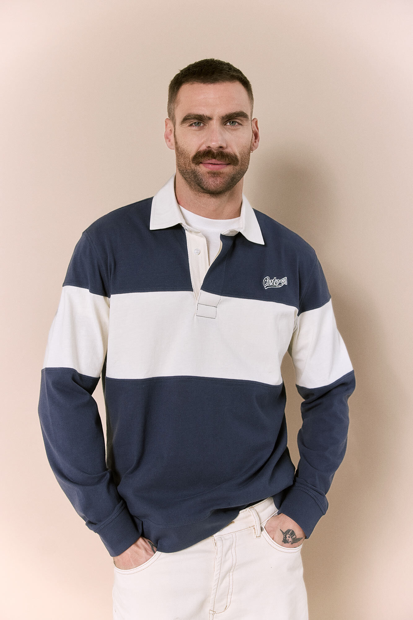 OOTO Long sleeve rugby polo shirt Blue