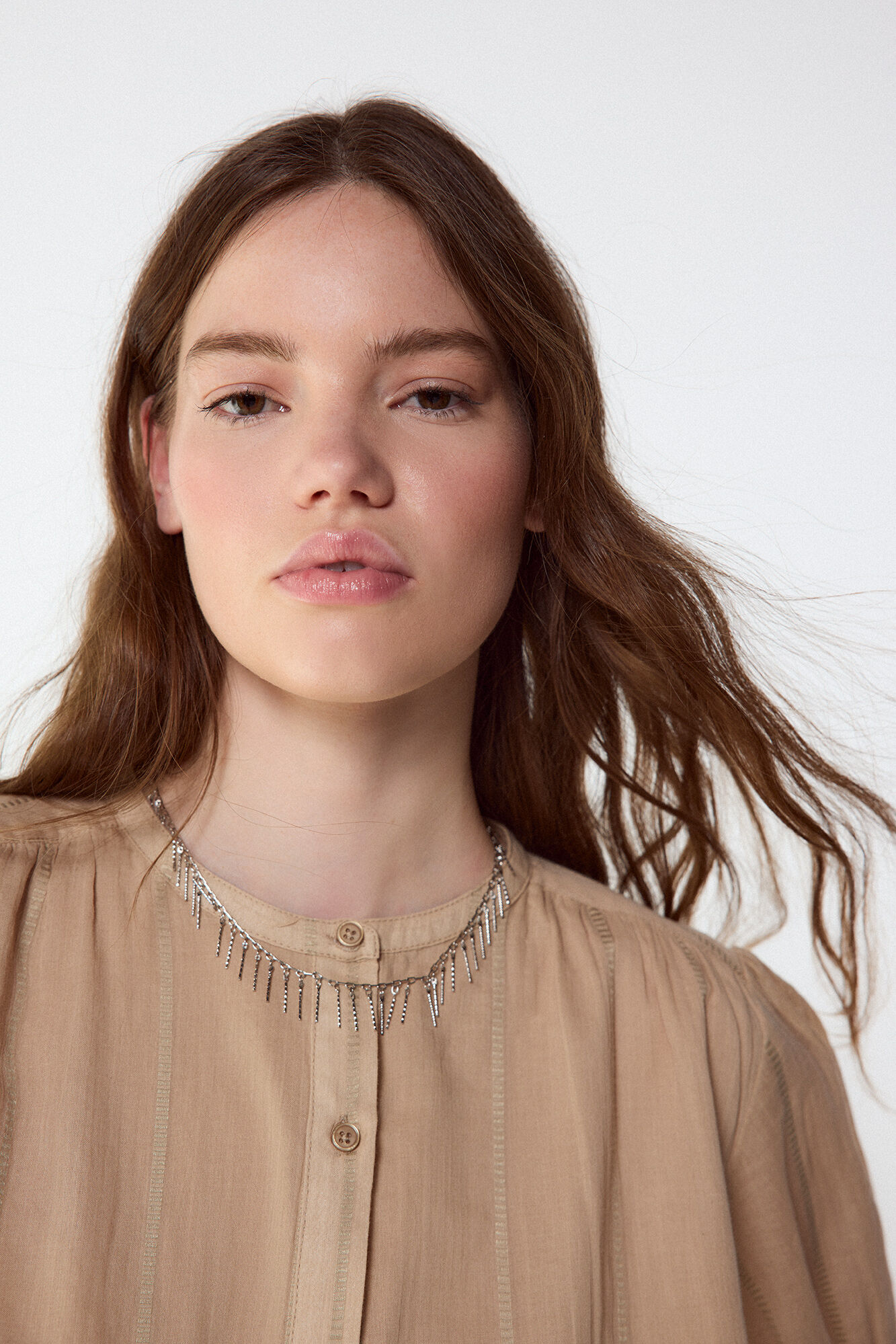 Slowlove Fluid dobby blouse Nude