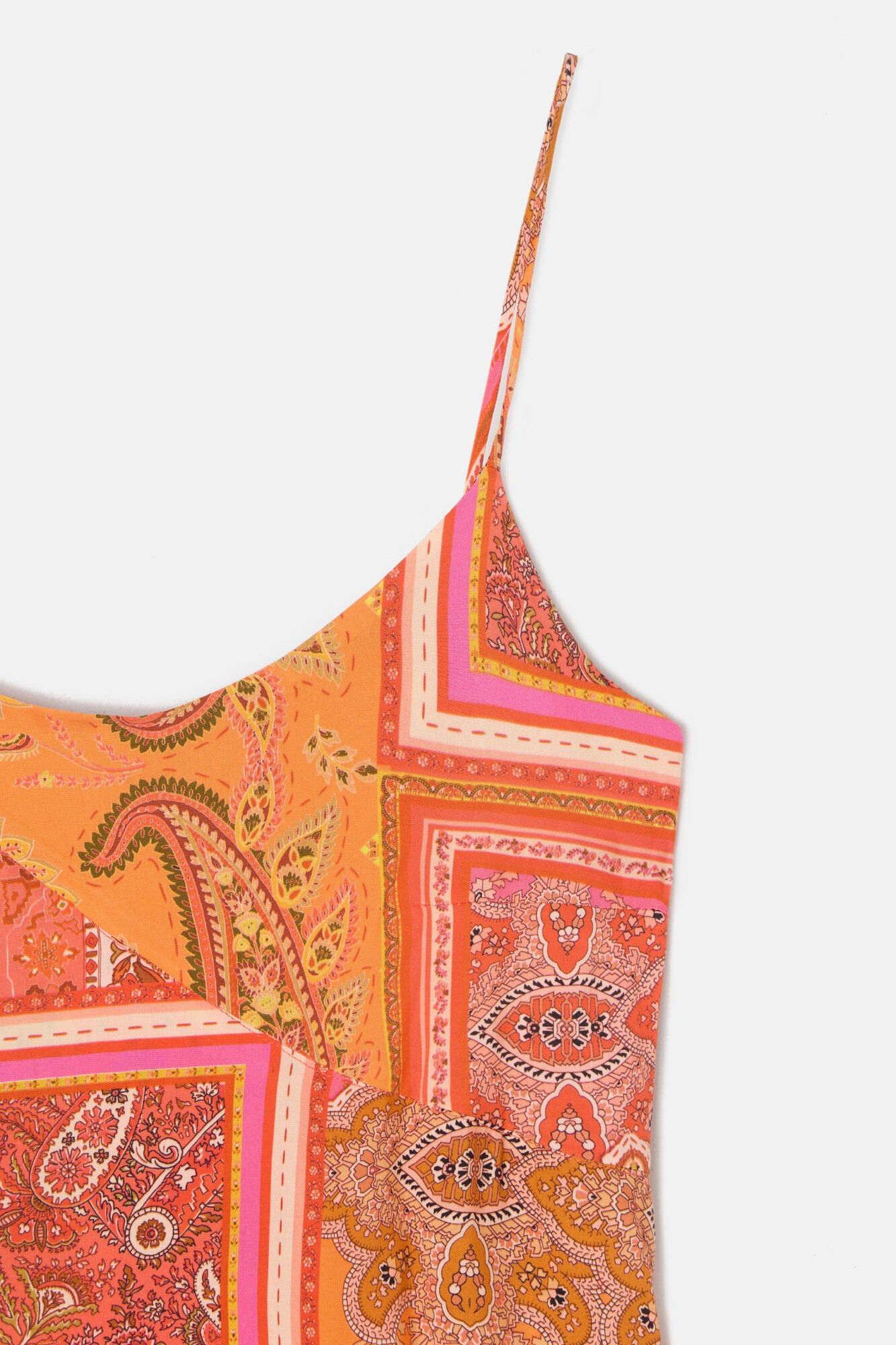 Silbon Vestido longo com estampado patchwork e babados Multicolorido